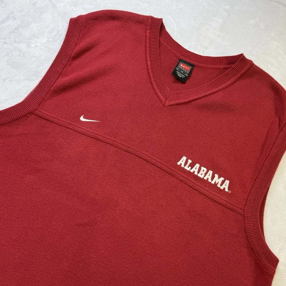 Nike Team Alabama Crimson Tide Sweater Vest Men's Medium Red V-Neck NCAA